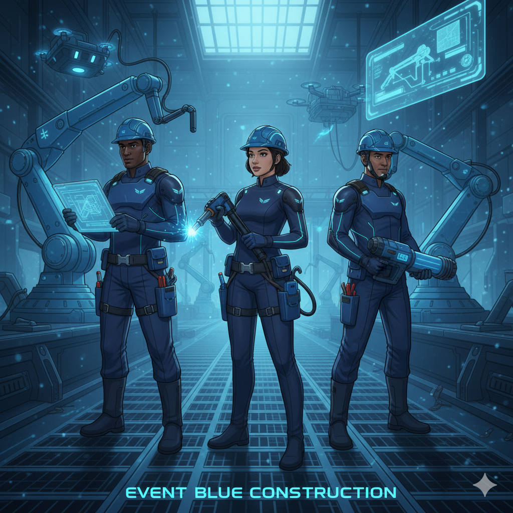 Construction workers collaborating on a project site