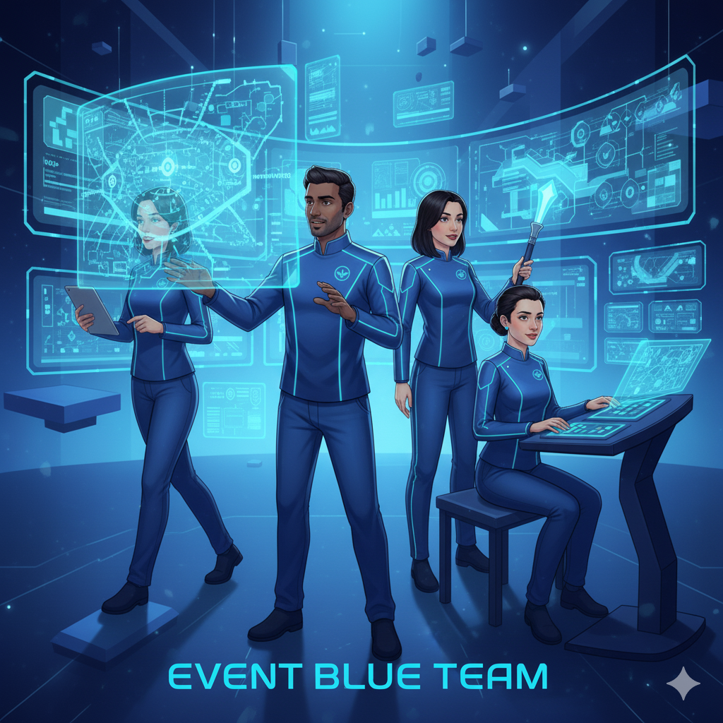 Event staff smiling at a formal event