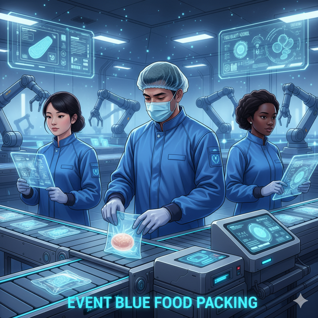Food packing professionals in a clean environment