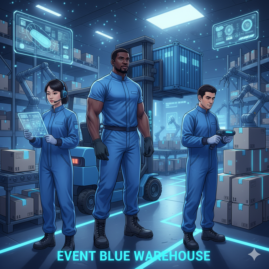 Warehouse operatives working in a large distribution center